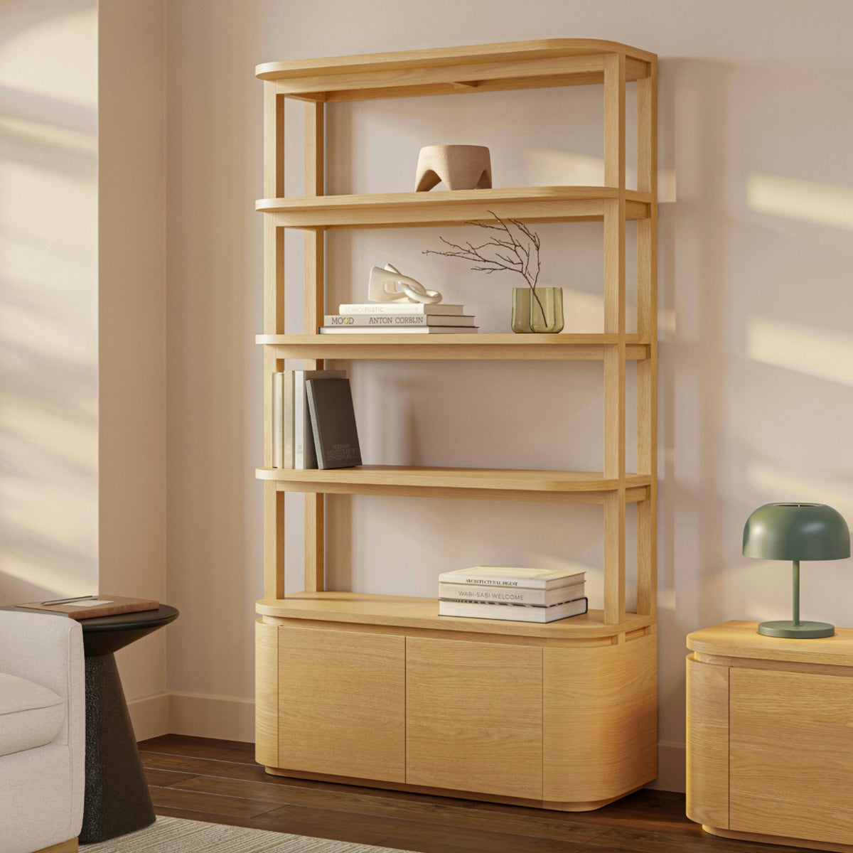 MCM Shelving Unit w/ Storage (Natural Oak)