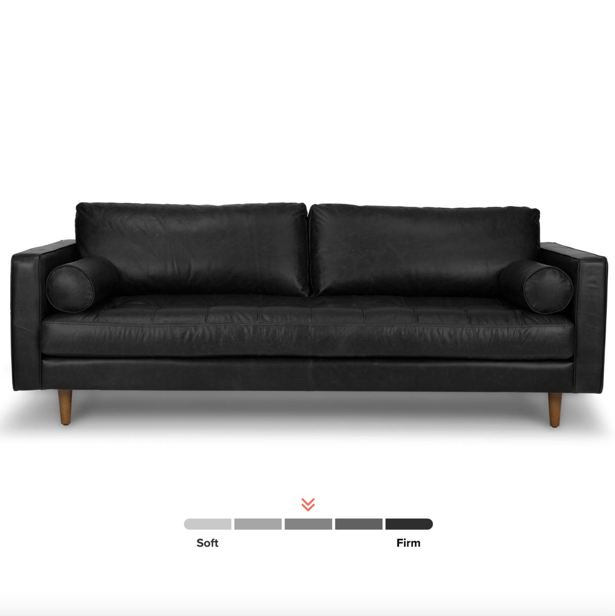 88" Genuine Leather MCM Sofa (Oxford Black)