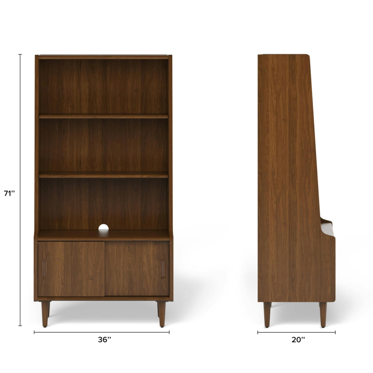 Walnut MCM Bookcase w/ Storage