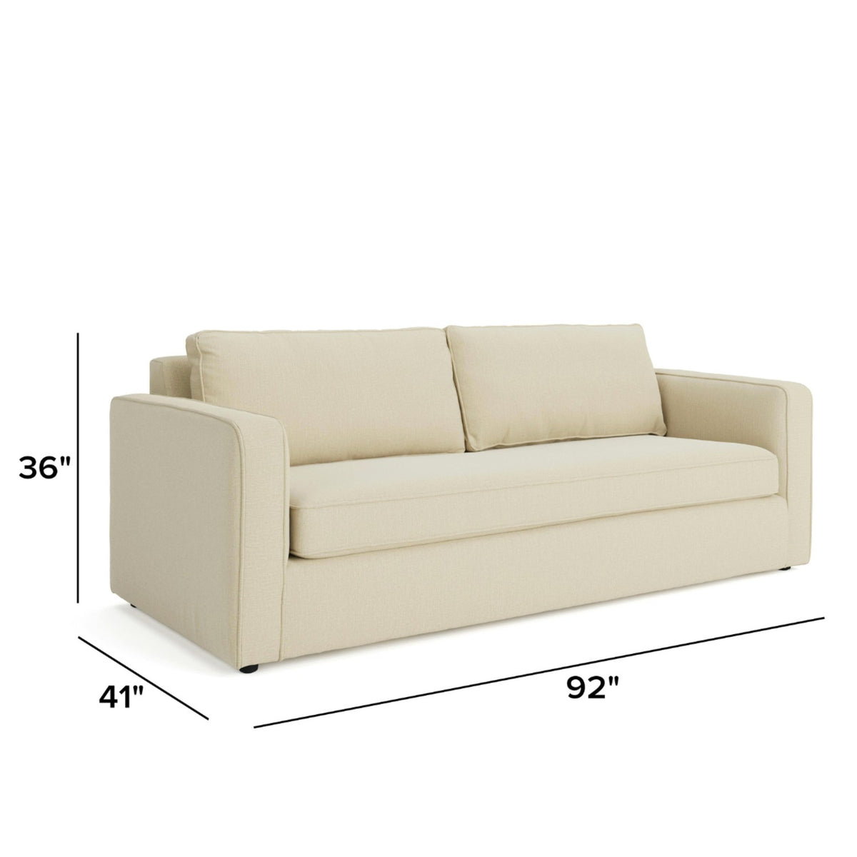 92" MCM-Style Sleeper Sofa (Ivory)