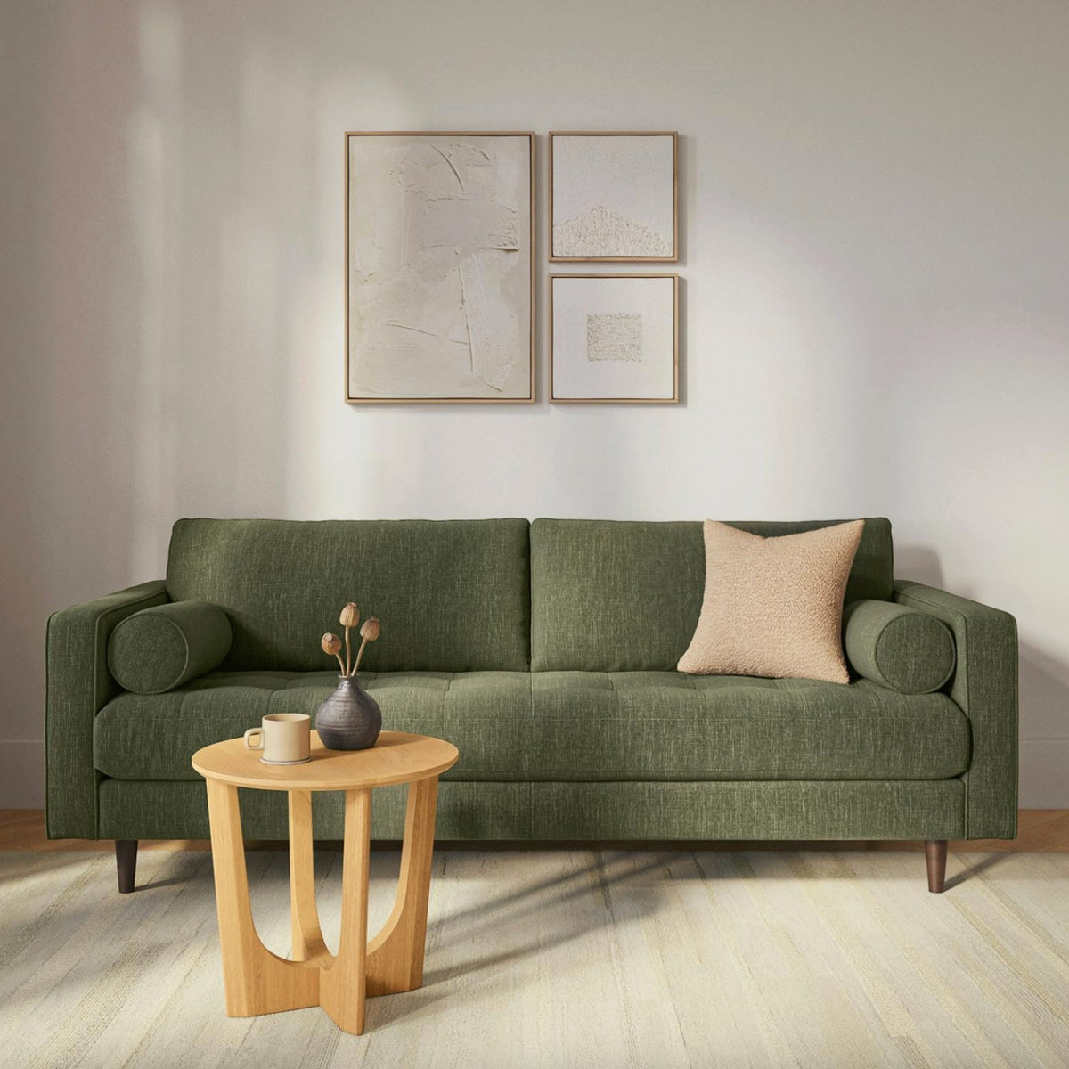 88" Tufted MCM Sofa (Fir Green)