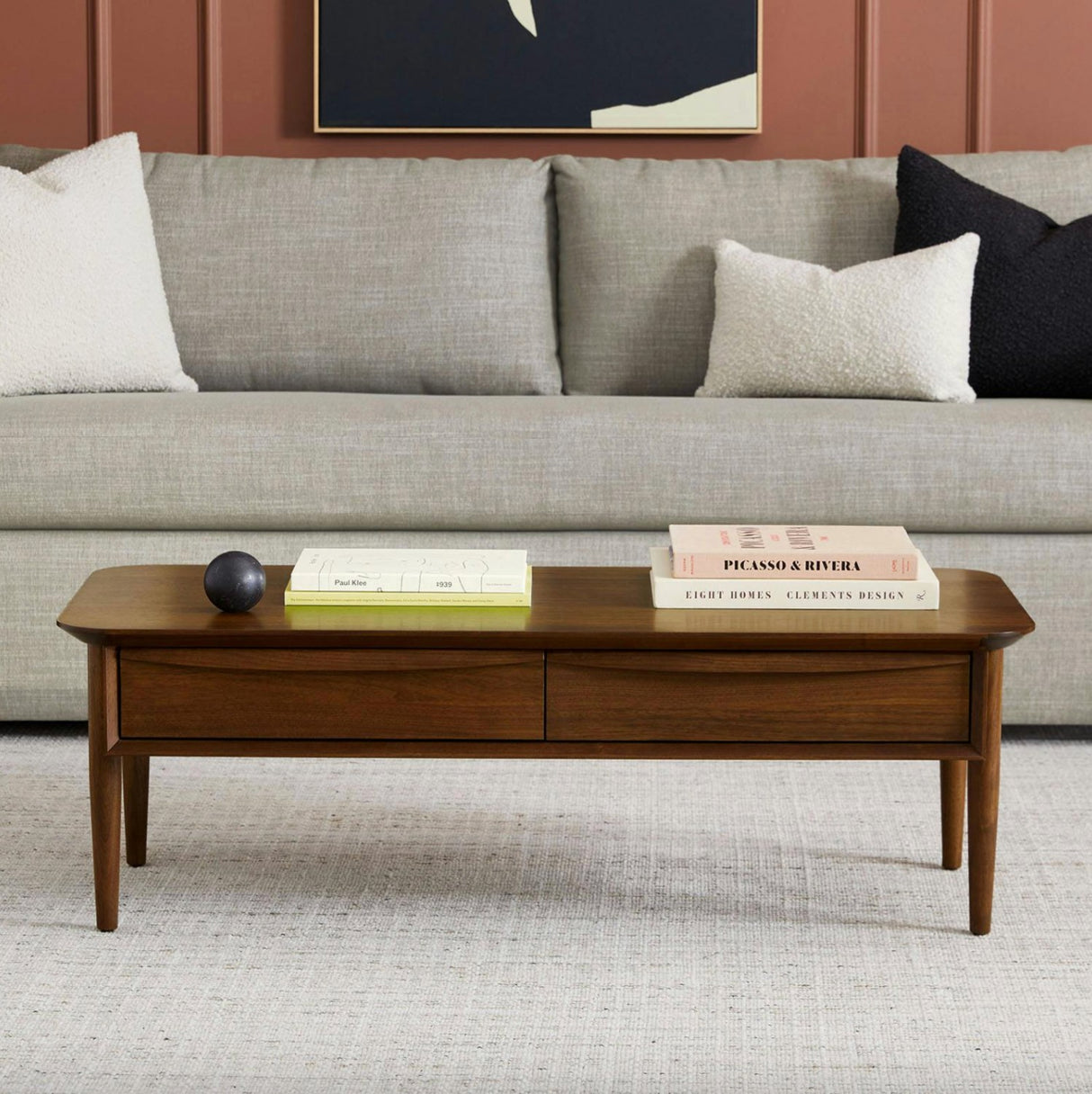 Walnut MCM-Style Coffee Table w/ Storage