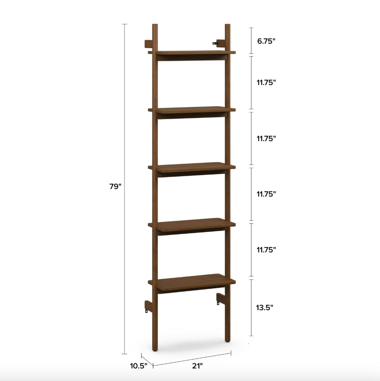 Walnut 21-inch wide modular shelving unit bookcase by Article with open shelves and clean modern design.