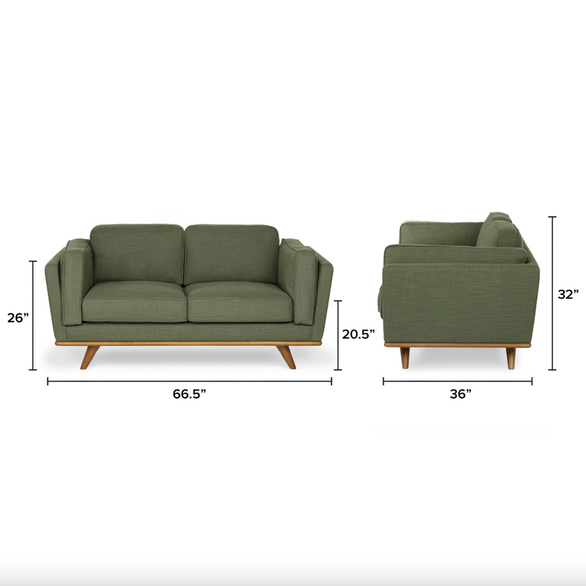 2-Cushion MCM Loveseat (Olio Green)