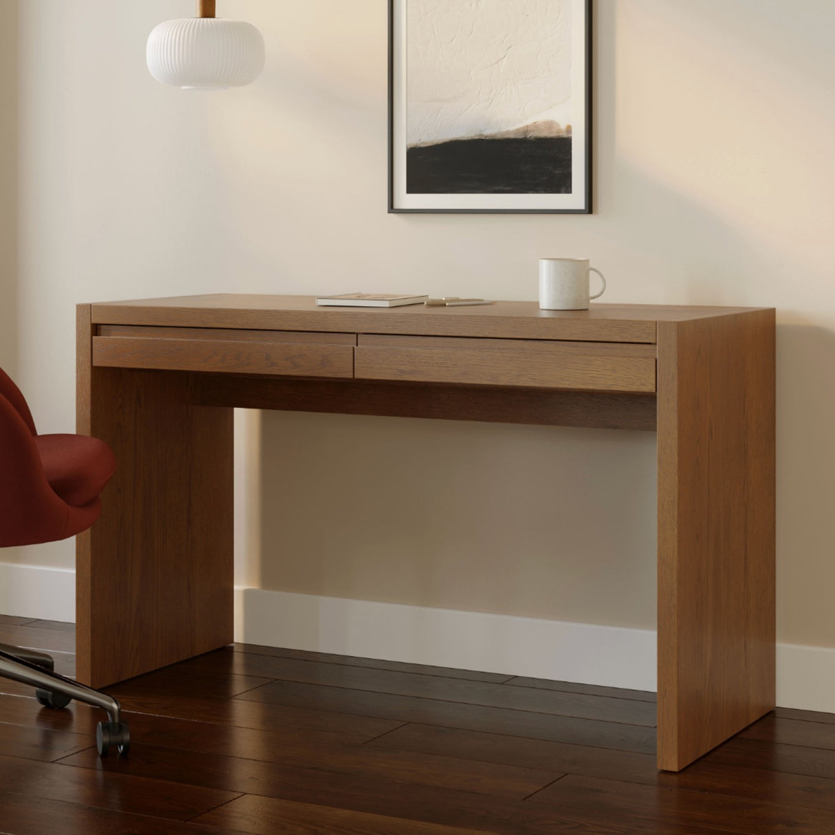 50" MCM-Style Desk w/ Storage (Smoked Oak)