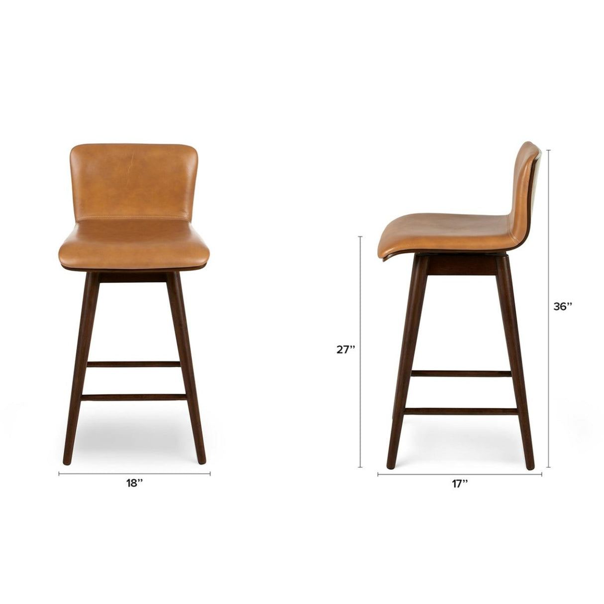 Genuine Leather Swivel Counter Stool (Tan/Walnut)