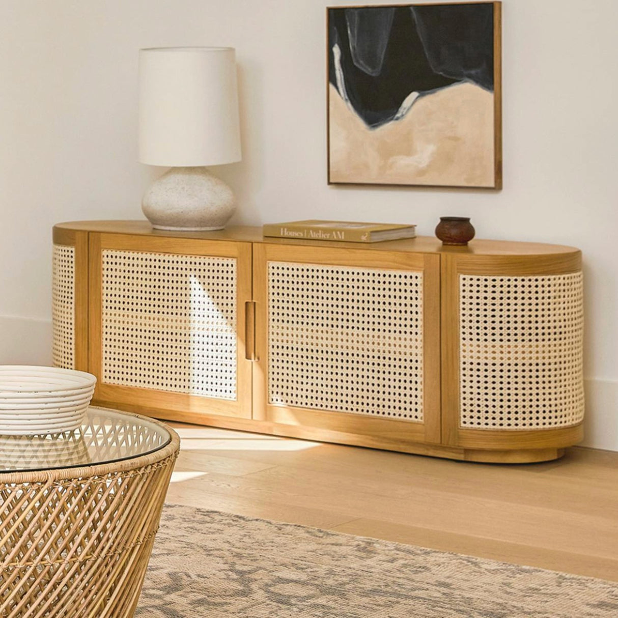 63" MCM-Style Media Unit (Oak)