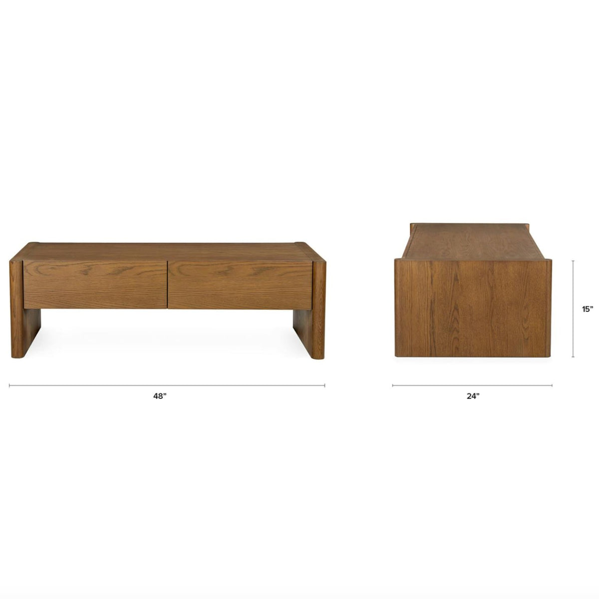 48" MCM-Style Coffee Table w/ Storage (Smoked Oak)
