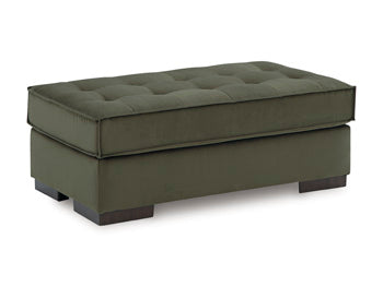 Oversized Caspian-Town Accent Ottoman by Signature Design Ashley, beige fabric, plush cushioned top, angled view showing stylish design