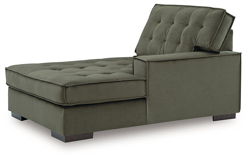 Signature Design by Ashley Caspian-Town sectional with chaise, showing plush fabric and modern design from an angled view.