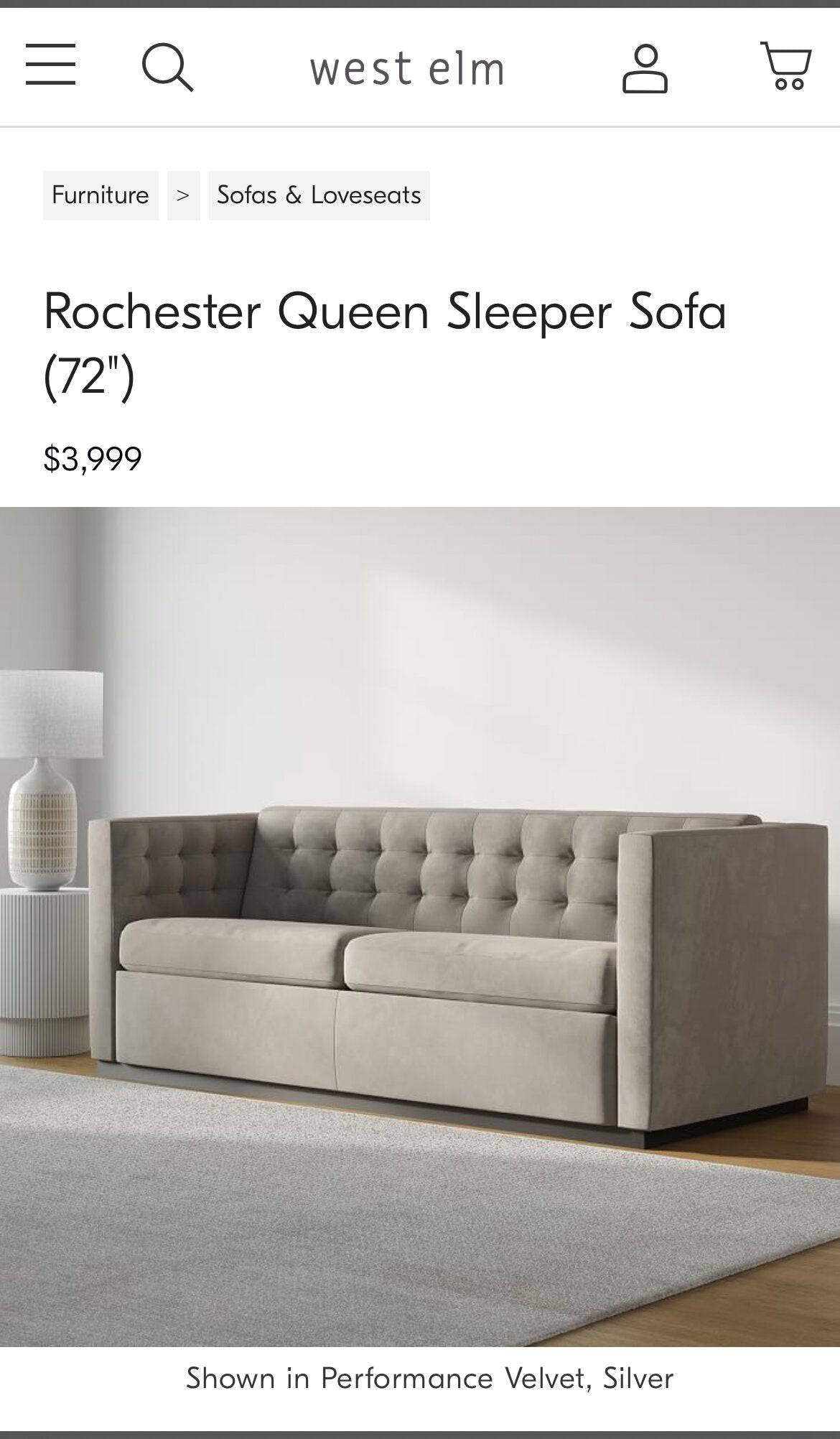 West Elm Rochester Sofa w/Queen Sleeper - Pull Up A Couch