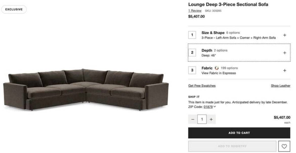 Crate & Barrel 3pc Deep Lounge Sectional - Pull Up A Couch
