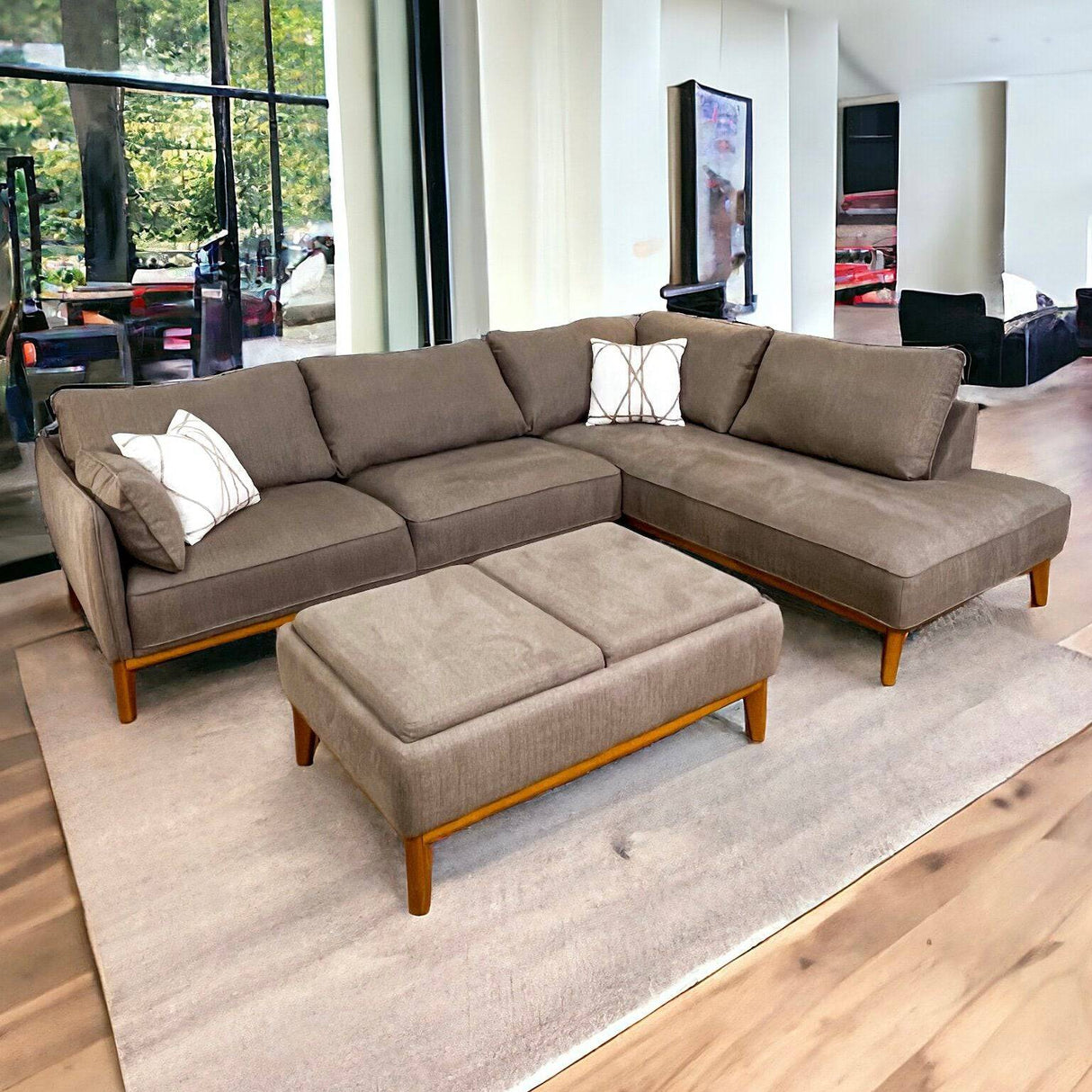 Macy’s 2 pc Sectional w/Ottoman (LIKE-NEW) - Pull Up A Couch