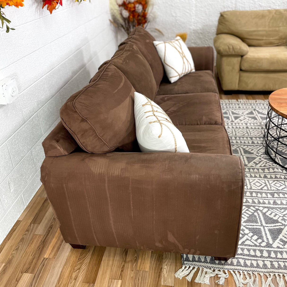 Microfiber Sofa + Chair + Bench Living Room - Pull Up A Couch