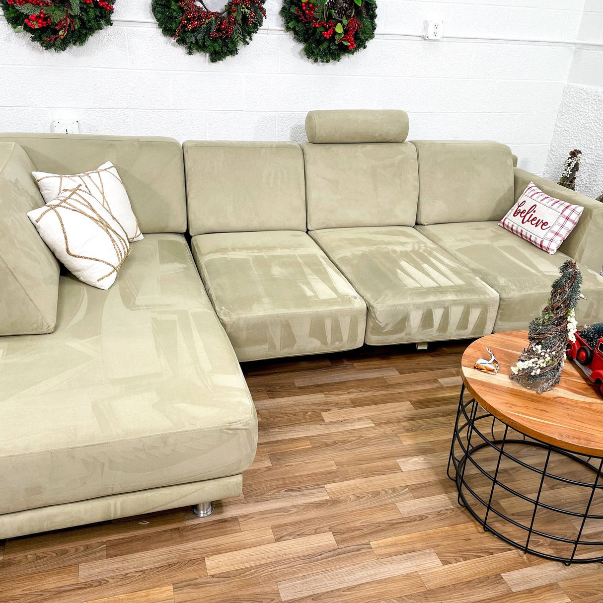 Italian 2pc Sectional w/Pull Outs and Slipcover and left-facing chaise - Pull Up A Couch