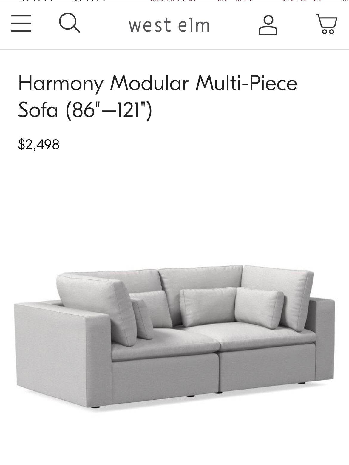West Elm Harmony 2pc Modular Cloud Couch - Pull Up A Couch