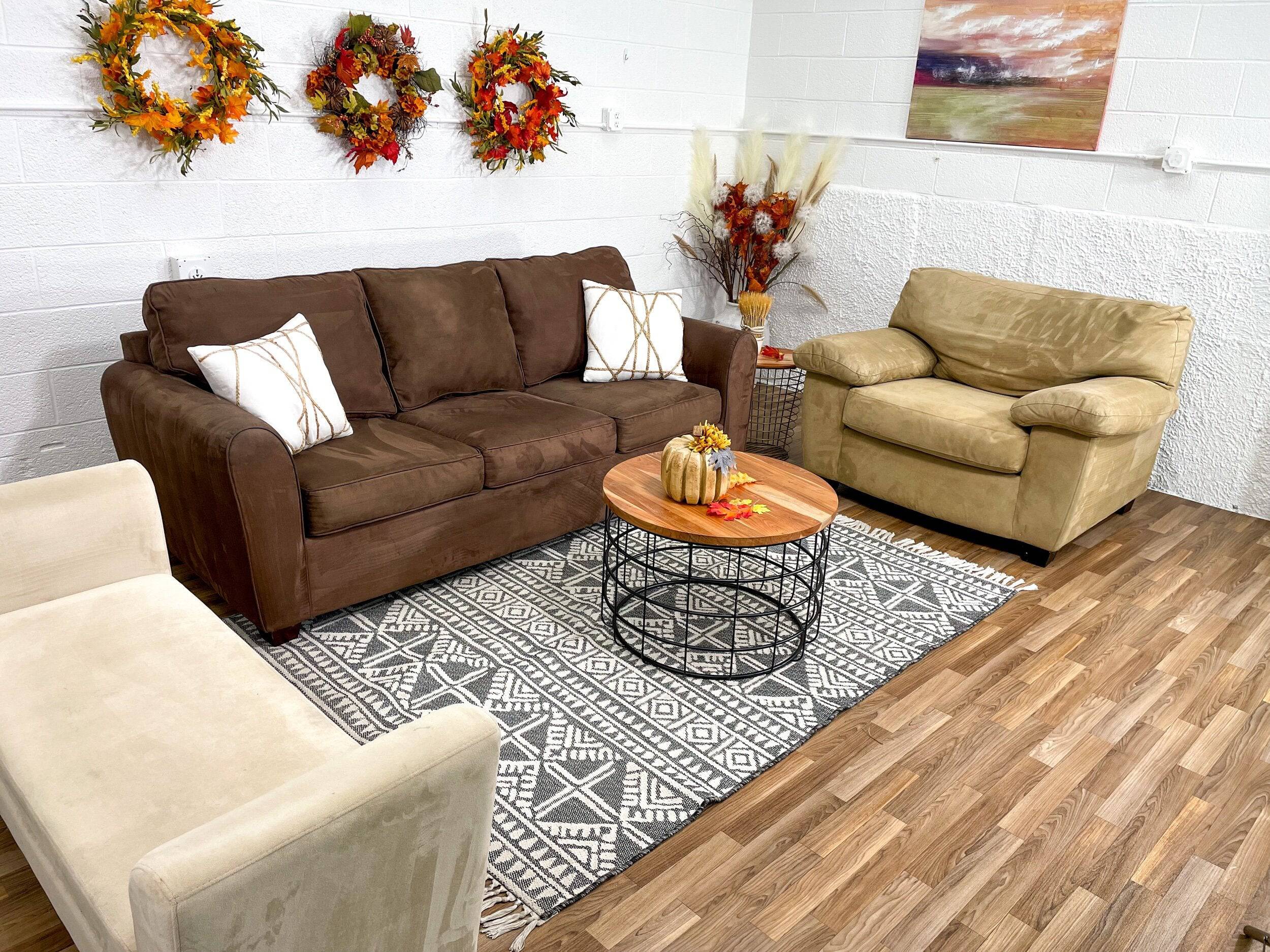 Microfiber Sofa + Chair + Bench Living Room