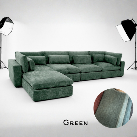 Serenity Cloud - "WestElm-Like" Sectional w/Performance Fabric and Storage Ottoman