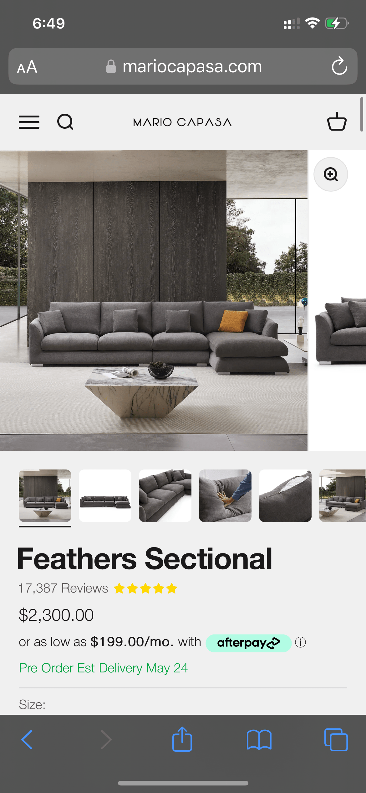 Mario Capasa Feathers Sectional w/Right facing chaise and Ottoman - Pull Up A Couch