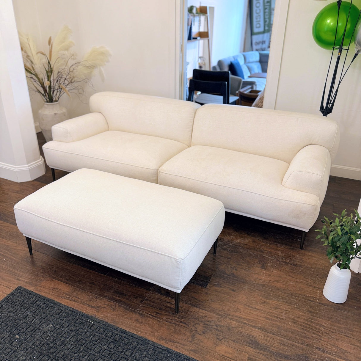 91" Modular Sofa w/Ottoman (Quartz White) - Pull Up A Couch