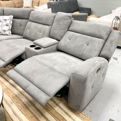 Warehouse M Gray 6pc Sectional w/ Power Recliner and Console