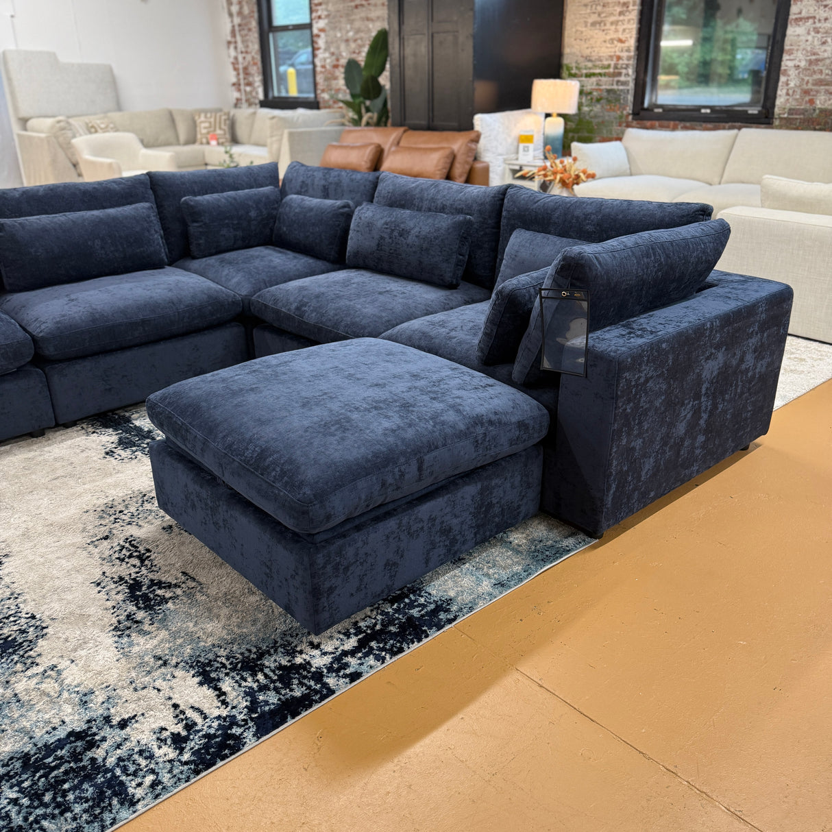 Serenity Cloud 5pc Corner Sectional + Storage Ottoman (Blue) (Clearance)