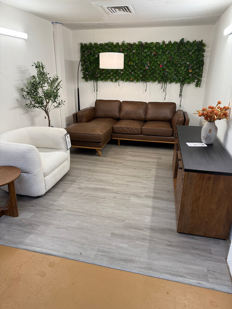 93" Genuine Leather Sectional w/ Chaise (Charme Chocolate)