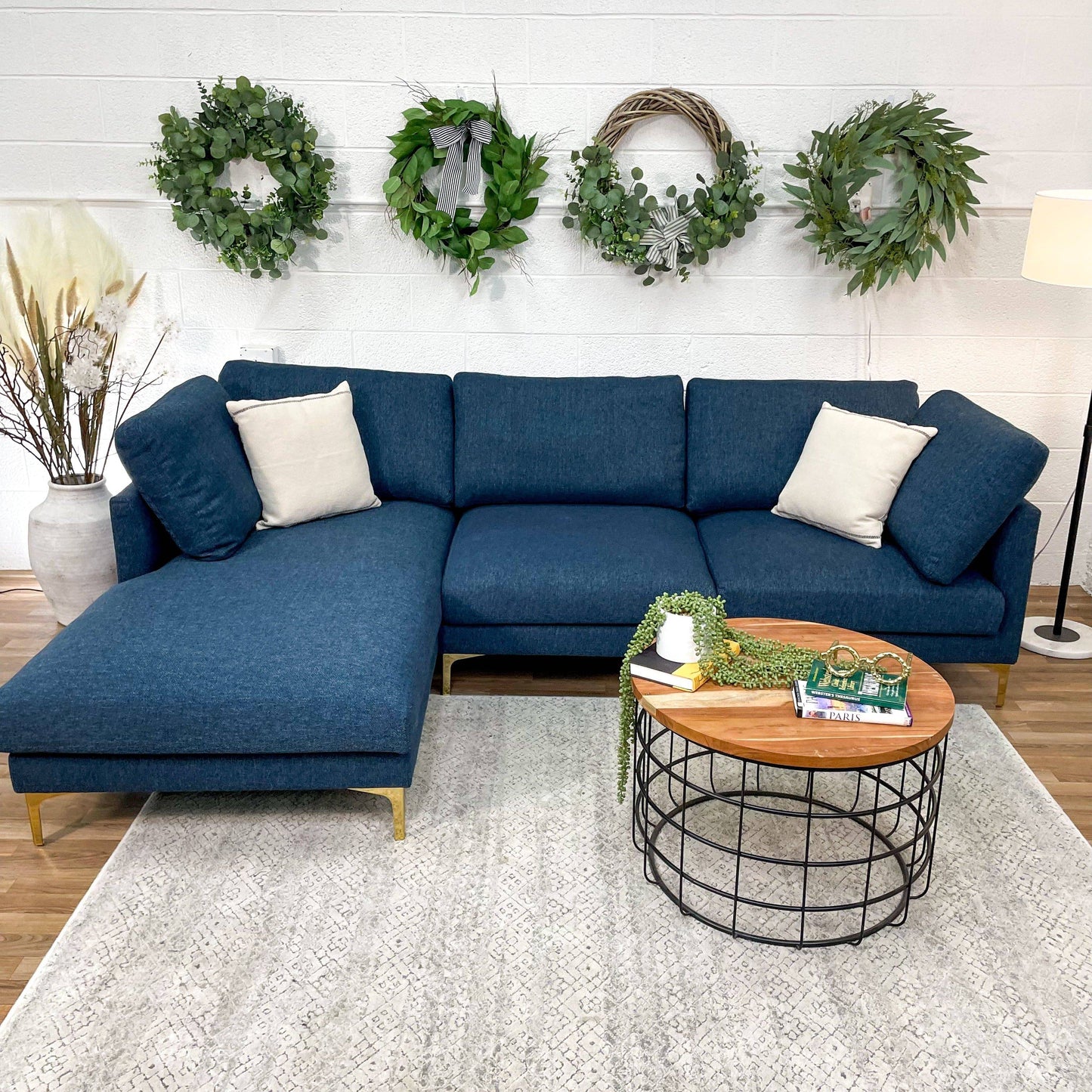 Castlery Adams 2pc Sectional w/Chaise (Navy Blue) - Pull Up A Couch