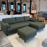 Tufted Sectional w/ Chaise + Ottoman (Fir Green)