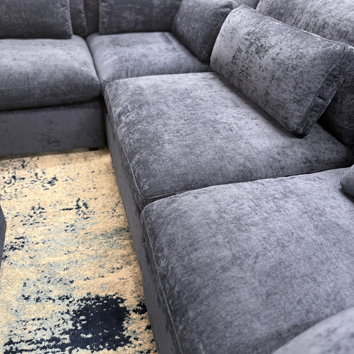 Serenity Cloud 5pc Corner Sectional + Storage Ottoman (Blue) (Clearance)