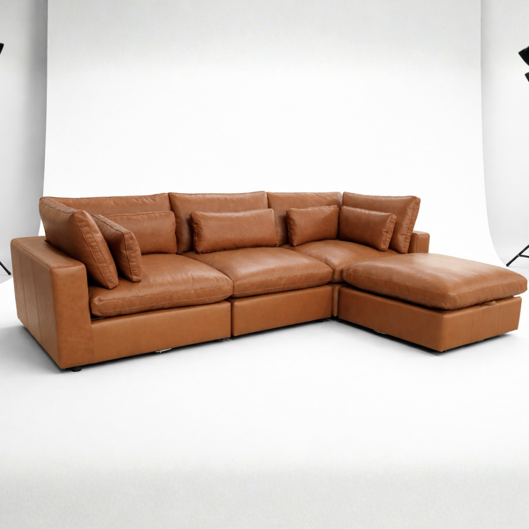 Serenity Cloud - "WestElm-Like" Sectional w/Performance Fabric and Storage Ottoman