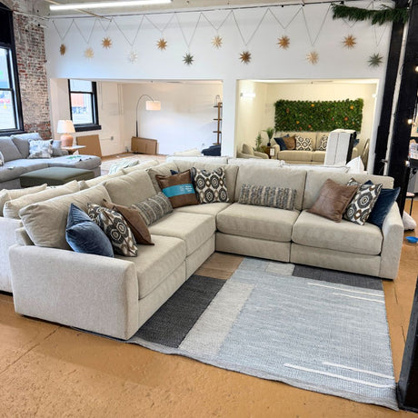 Behold Home Sequoia Corner Sectional 5-piece sofa with plush cushions and modern design in a cozy living room setting.