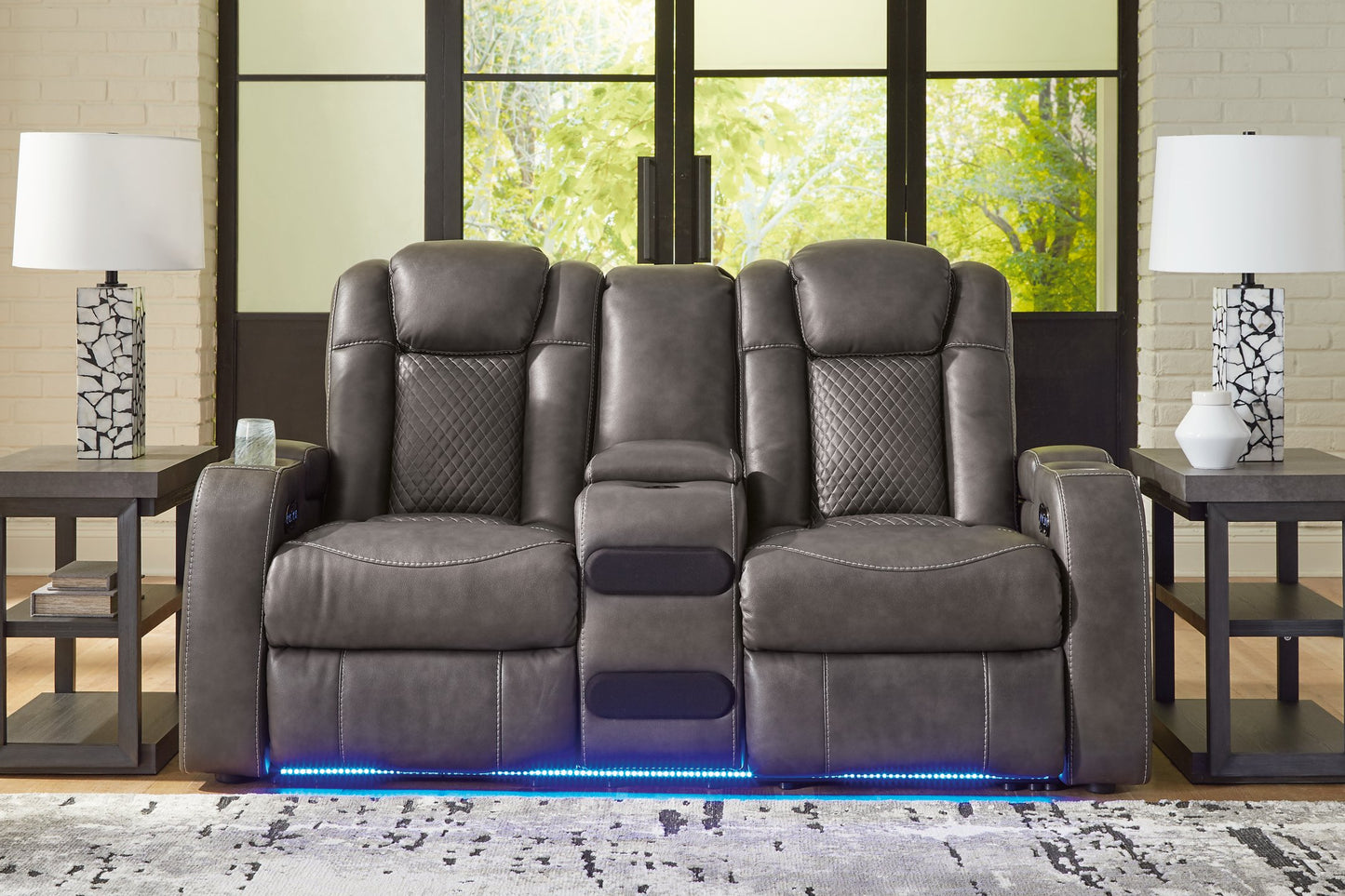 Fyne-Dyme Power Reclining Loveseat with Console - Pull Up A Couch