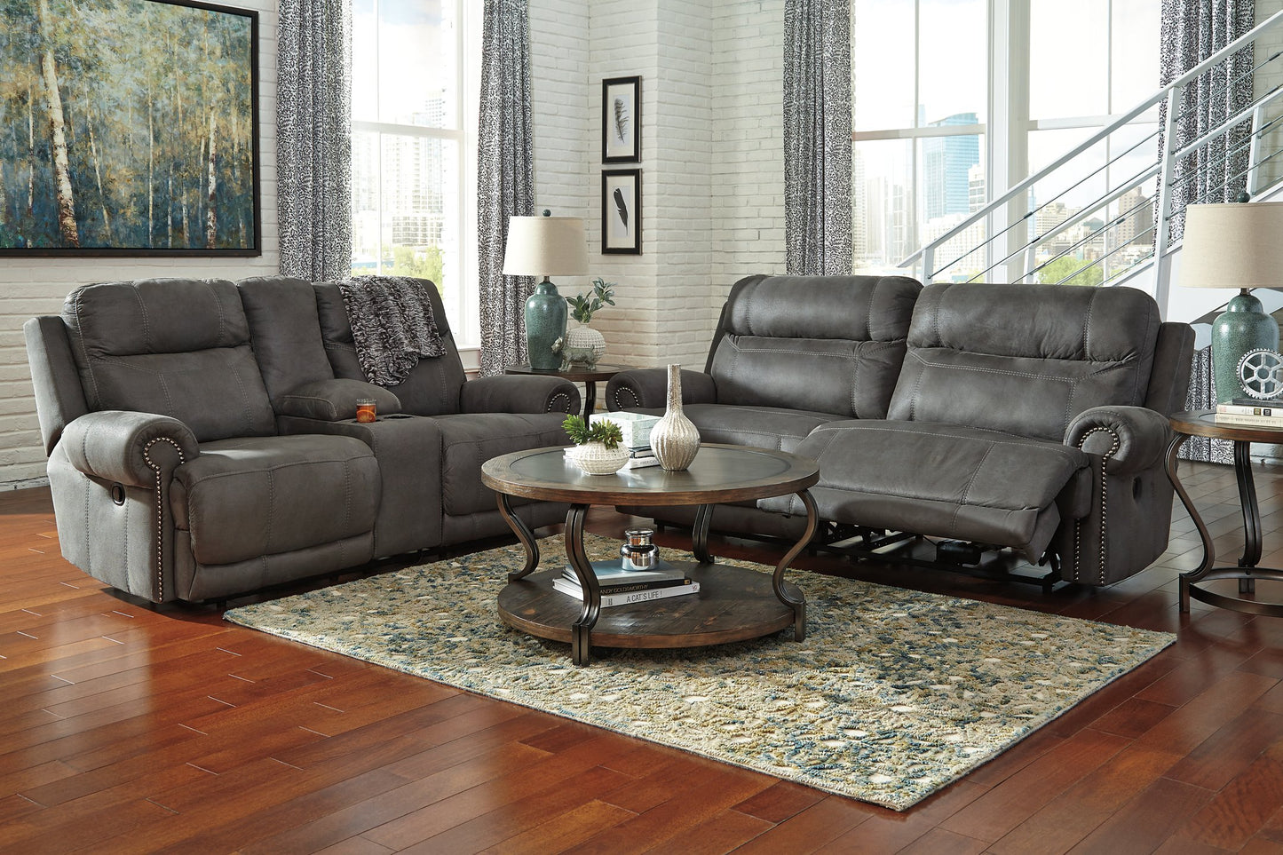 Austere Reclining Loveseat with Console - Pull Up A Couch