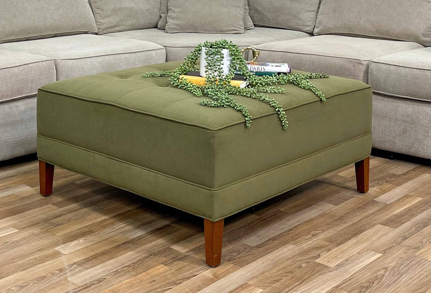 Ethan Allen Nassau Square Tufted Ottoman - Pull Up A Couch