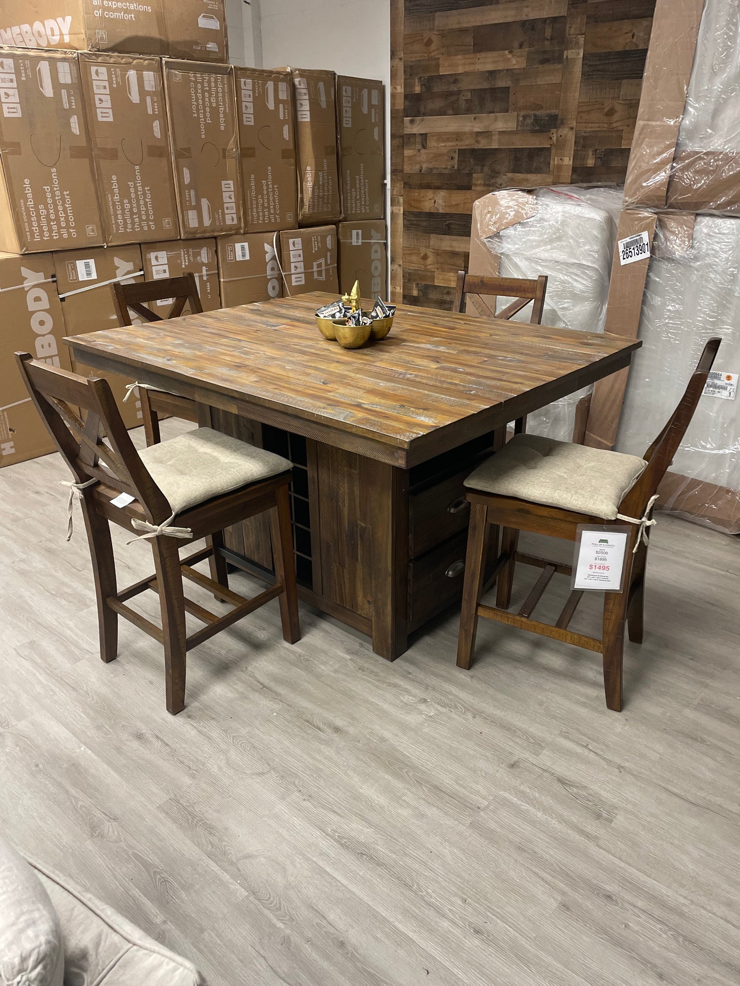 Warehouse M Farmhouse High Top Dining Set w/ 4 chairs