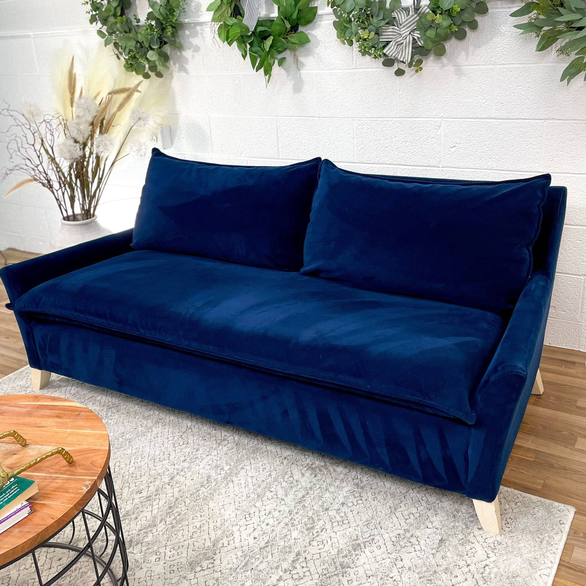 West Elm Bliss Sofa w/Blue Performance Fabric - Pull Up A Couch