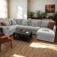 Ashley Furniture Haven 5-piece modular sectional with chaise, showing plush cushions and modern fabric in a living room setting.