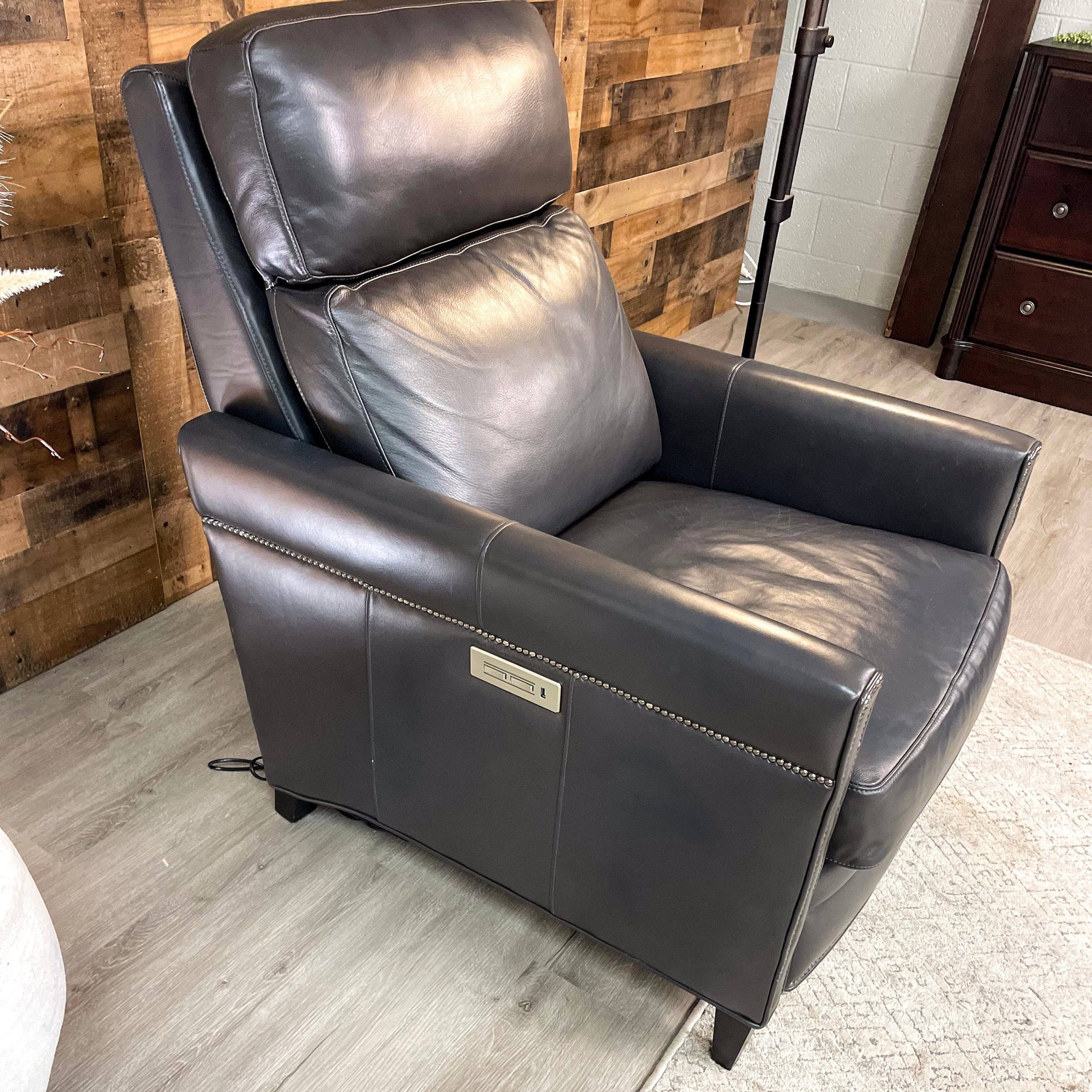 Gray Leather Power Recliner Chair - Pull Up A Couch