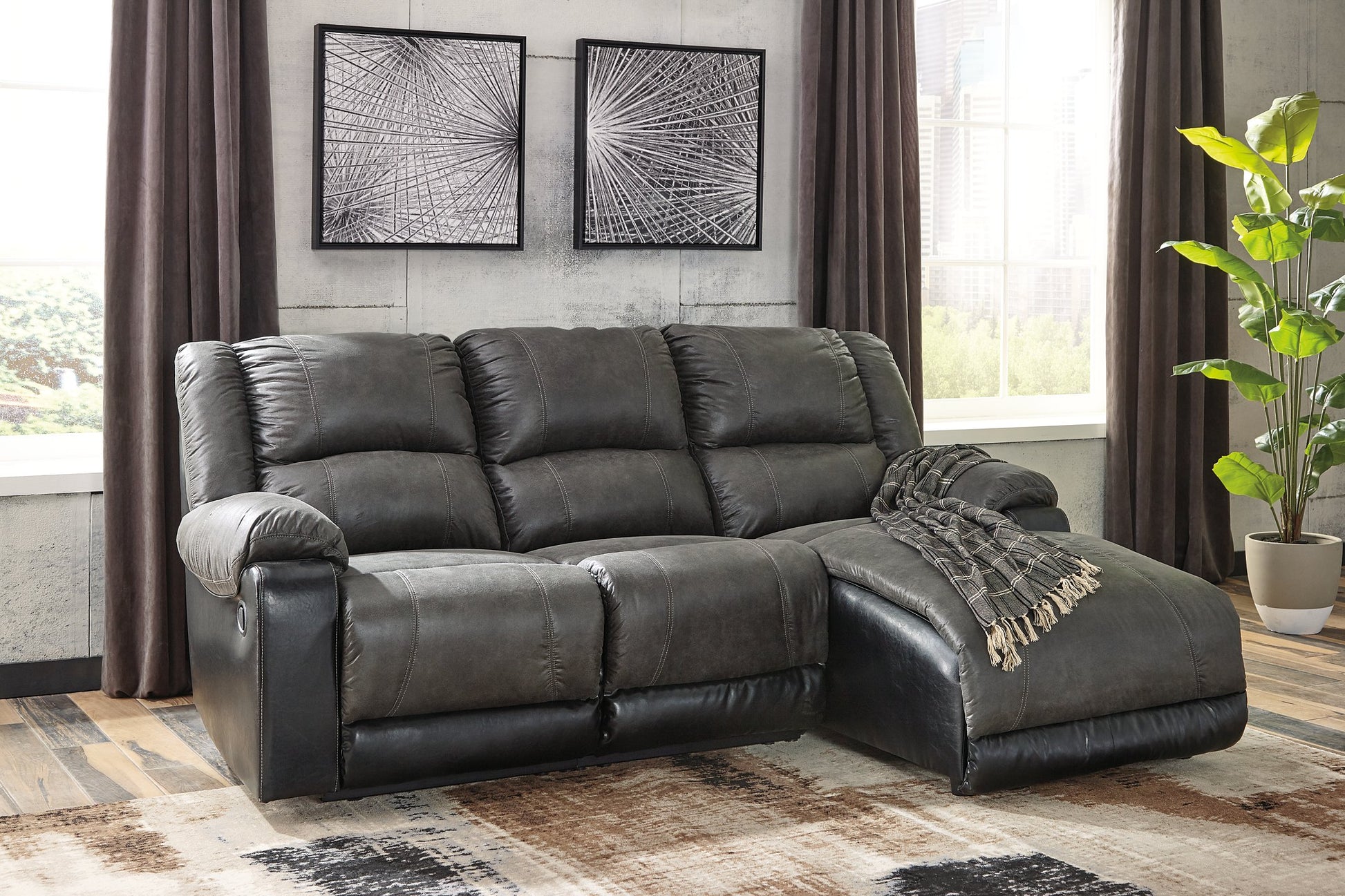 Nantahala 3-Piece Reclining Sectional with Chaise - Pull Up A Couch