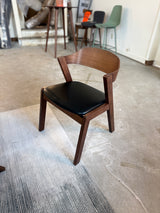 Genuine Leather Dining Chair (Walnut/Oxford Black) - Pull Up A Couch