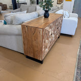 Pull Up A Couch Linwood Accent Cabinet with wood finish and sleek design, featuring storage drawers and doors.