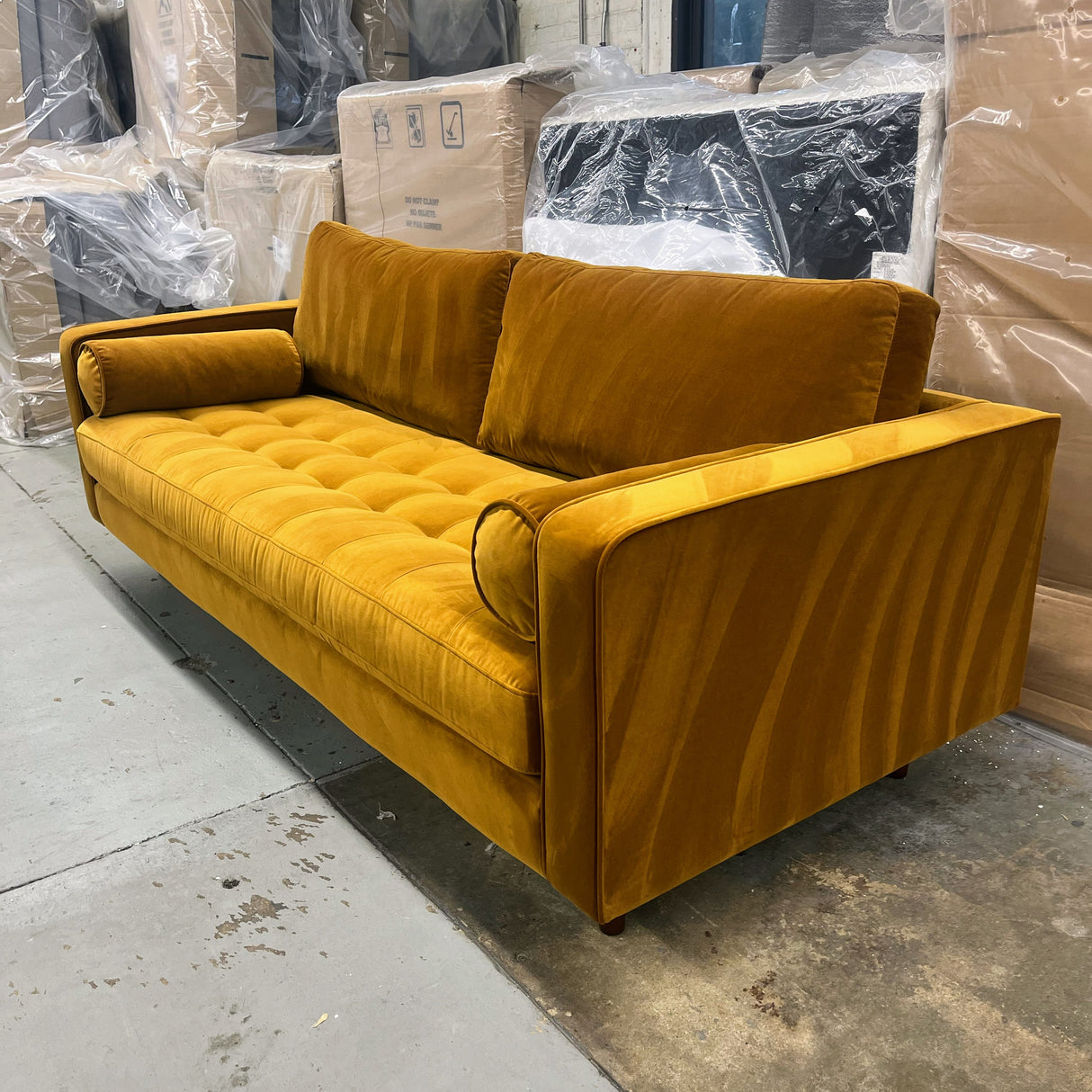 ARTICLE - Sven 88" Tufted Velvet Sofa (Plush Pacific Ginger)