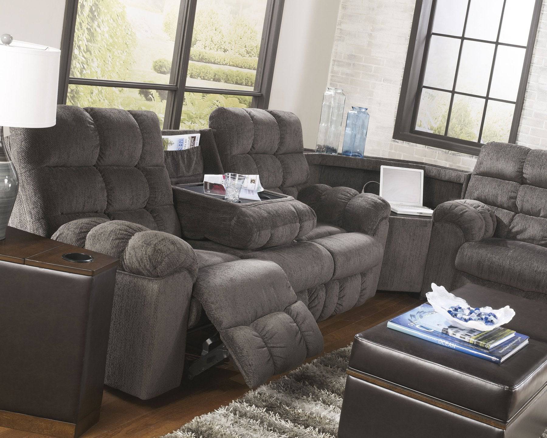 Acieona Reclining Sofa with Drop Down Table - Pull Up A Couch