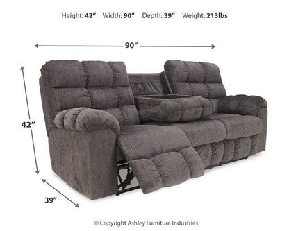 Acieona Reclining Sofa with Drop Down Table - Pull Up A Couch