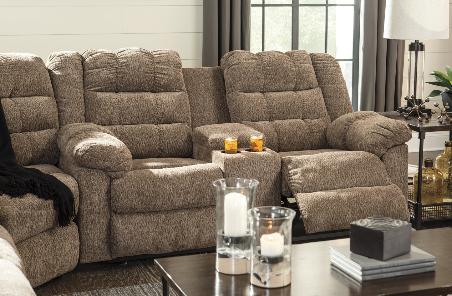 Workhorse Reclining Loveseat with Console