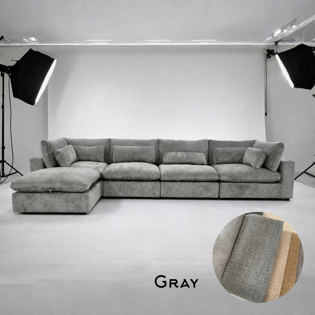Serenity Cloud - "WestElm-Like" Sectional w/Performance Fabric and Storage Ottoman