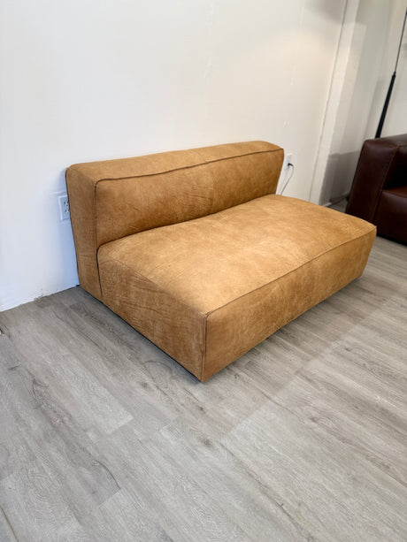 56" Genuine Leather Loveseat (Rawhide Tan) - Pull Up A Couch