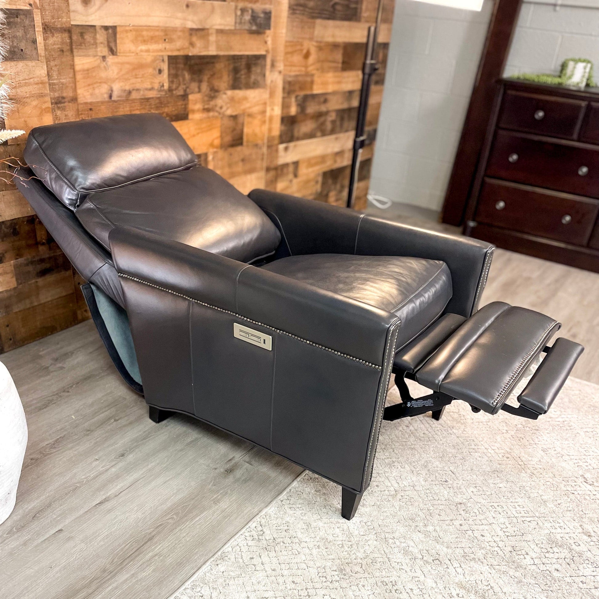 Gray Leather Power Recliner Chair - Pull Up A Couch