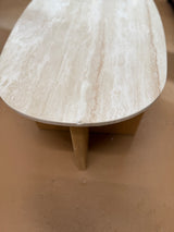 Sporo Travertine Coffee Table (Natural Oak)